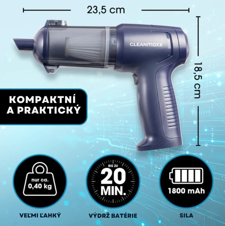 CleanMaxx AKU ručný vysávač 2v1 s funkciou fúkania 16535 (1)